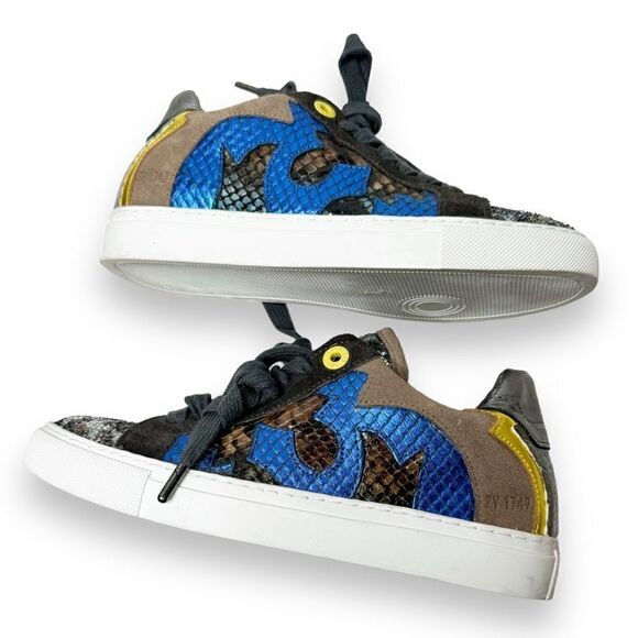 Zadig & Voltaire ZV1747 Bash Glitleo Leather Sneakers in Gris Glitter Women’s 36 - Picture 5 of 10